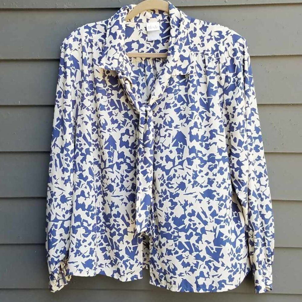 Vintage Bleyle Blue White Blouse with Tie See measurements for size